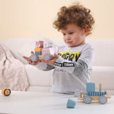 Viga Toys Montessori drevený vláčik s vagónmi a zvieratkami na ťahanie PolarB