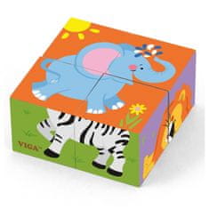 Viga Toys Drevené puzzle ZOO 4 bloky