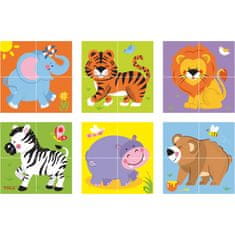 Viga Toys Drevené puzzle ZOO 4 bloky