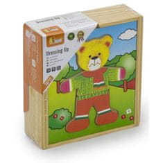 Viga Toys Drevené puzzle Vzdelávacie puzzle Obleč sa chlapec Medveď