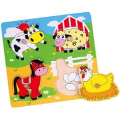 Viga Toys Drevené puzzle Farma Puzzle Prekvapenie