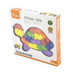 Viga Toys Drevené puzzle 3D vzdelávacie abecedné puzzle Čísla Montessori korytnačka