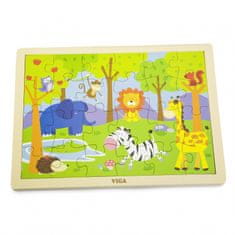 Viga Toys Drevené puzzle Safari 24 prvkov