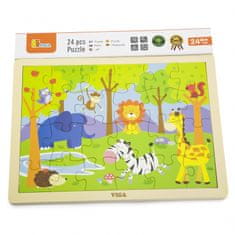 Viga Toys Drevené puzzle Safari 24 prvkov