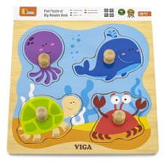 Viga Toys Drevené puzzle s kolíkmi More