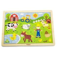 Viga Toys Drevená farma Puzzle 24 prvkov