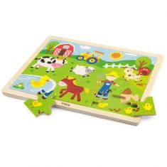 Viga Toys Drevená farma Puzzle 24 prvkov