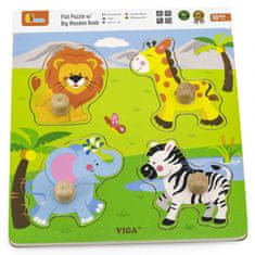 Viga Toys Drevené puzzle s kolíčkami Divoké zvieratá