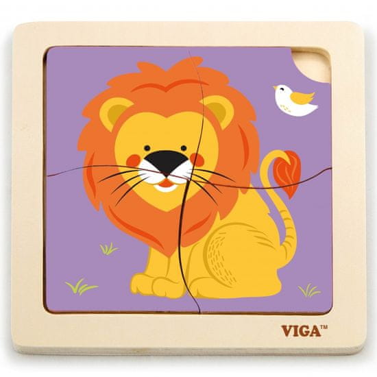 Viga Toys Praktické drevené puzzle s levom