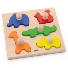 Viga Toys Drevené puzzle s kolíčkami Zvieratá