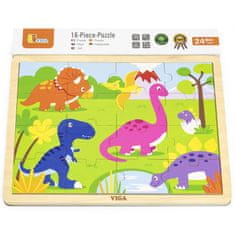 Viga Toys Drevené puzzle Dinosaury 16 dielov