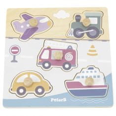 Viga Toys PolarB Drevené puzzle Vozidlá s kolíčkami