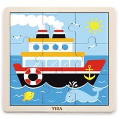 Viga Toys Handy Drevené puzzle Loď 9 dielov