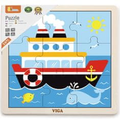 Viga Toys Handy Drevené puzzle Loď 9 dielov