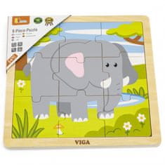 Viga Toys Handy Drevené puzzle so slonom 9 dielikov