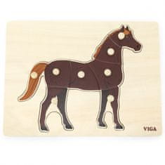 Viga Toys Montessori drevené puzzle Kôň s kolíčkami