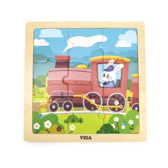 Viga Toys Handy Drevené puzzle Vlak Vlak 9 dielov