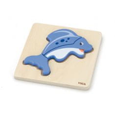 Viga Toys Prvé detské drevené puzzle Delfín