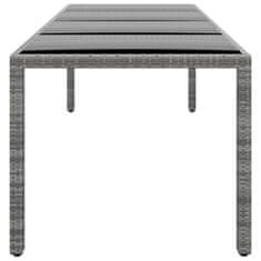 Petromila vidaXL Záhradný stôl 250x100x75 cm tvrdené sklo a polyratan sivý