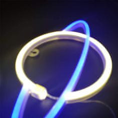 ACA Lightning Neónová lampička - Saturn, 3x AA batérie/USB kábel, IP20, modrá + žltá farba