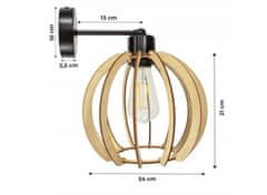 Berge Nástenná lampa - kinkiet - E27 - drevená guľa - čierna