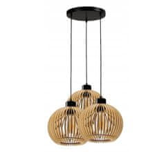 Berge Stropné LED svietidlo LOFT 3xE27 - WOOD - čierne