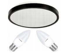 Berge Stropné LED svietidlo LARI-R BLACK - 2xE27 IP20 + 2x E27 10W sviečka - teplá biela