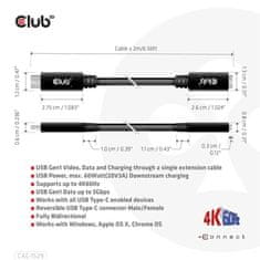 Club 3D Predlžovací kábel USB-C, 4K 60Hz (M/F) CAC-1529, 2m