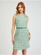 Orsay Zelené dámské vzorované šaty s páskem 36