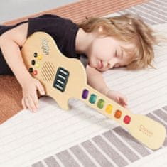 Classic world Svietiaca drevená elektrická gitara pre deti