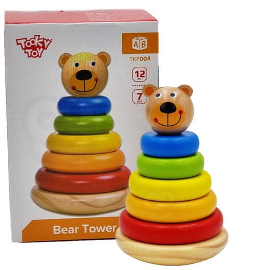 Tooky Toy Drevený medvedík Pyramid Puzzle