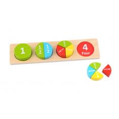 Tooky Toy Drevená Montessori vzdelávacia okrúhla skladačka Učenie zlomkov Matematika