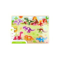 Tooky Toy Hračka Montessori Drevené puzzle Dinosaury Tvary