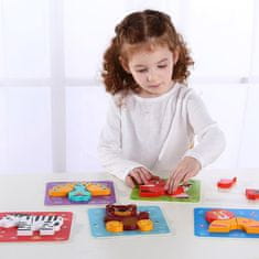 Tooky Toy Drevené puzzle Montessori Puzzle Set 34 El. + 6 dosiek