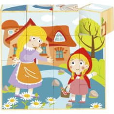 Tooky Toy Drevené puzzle Montessori Červená čiapočka + knižka 17 el.