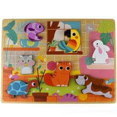 Tooky Toy Montessori drevené puzzle Zvieratá Home Match Shapes