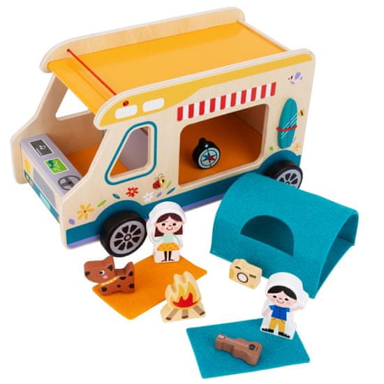 Tooky Toy Drevený karavan Charakter kempovanie