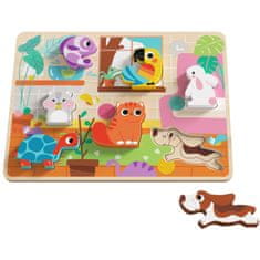 Tooky Toy Montessori drevené puzzle Zvieratá Home Match Shapes