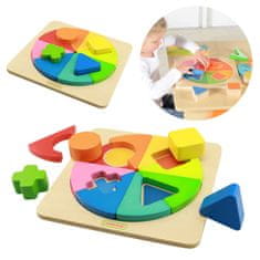 Masterkidz Farebné drevené geometrické puzzle Montessori