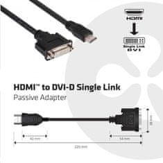 Club 3D Adaptér pasívny HDMI na DVI-D Single Link (M/F) CAC-HMD&gt;DFD, 22 cm