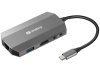 USB-C 6-in1 Travel Dock, HDMI+SD+USB+jack+RJ45+USB-C(100W)