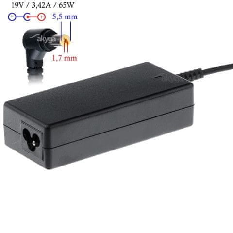 Akyga AK-ND-06 napájací adaptér pre notebooky Acer - 19V/3.42A 65W 5.5x1.7mm konektor