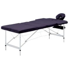 Petromila vidaXL Skladací masážny stôl, 3 zóny, hliník, fialový