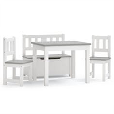 Petromila vidaXL 4-dielna sada detského stola a stoličiek, bielo sivá, MDF