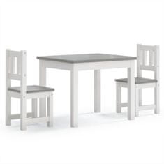 Petromila vidaXL 3-dielna sada detského stola a stoličiek, bielo sivá, MDF