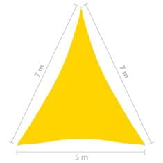 Vidaxl Tieniaca plachta oxfordská látka trojuholníková 5x7x7 m žltá