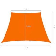 Vidaxl Tieniaca plachta, oxford, lichobežníková 4/5x3 m, oranžová