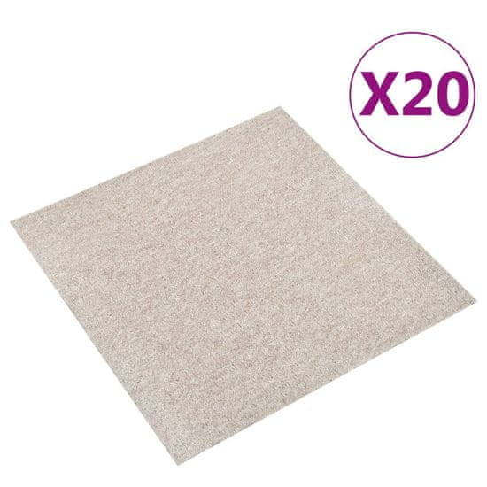 Vidaxl Kobercové podlahové dlaždice 20 ks 5 m2 50x50 cm bledobéžové