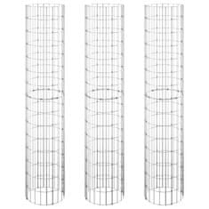 Petromila vidaXL Kruhové gabiónové vyvýšené záhony 3ks zinkovaná oceľ Ø30x150 cm