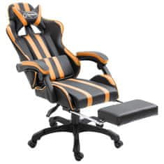Vidaxl Herná stolička s opierkou na nohy, oranžová, umelá koža